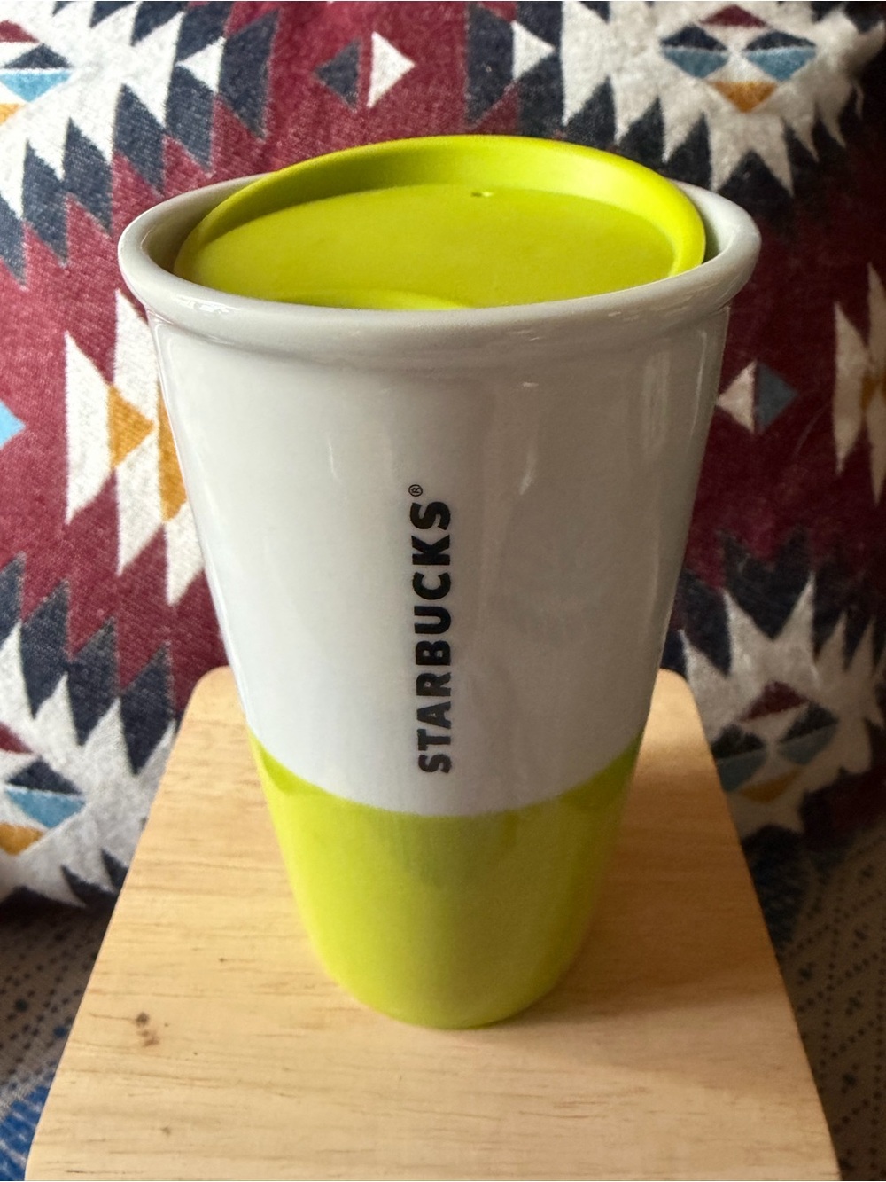 2016 STARBUCKS "Half Full" Double Wall Traveler Ceramic Mug 10 fl oz/296 ml Lime